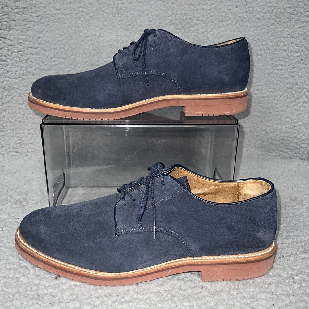 J.Crew Kenton Suede Bucks Men's Size 10 Blue Leather Lace Up Dress Shoes 43275